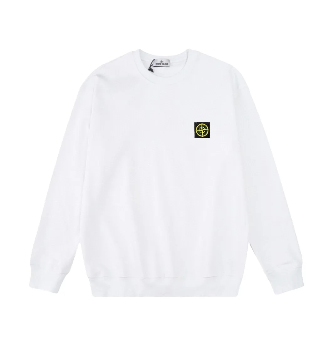 W821#P160💰 Stone Island classic round neck long-sleeved sweatshirt with embroidered badge logo on the chest! Versatile base round neck sweatshirt for couples! Simple armband design, customized 1*1 thread (fine texture), 380g double-strand large terry fabric, very good quality, foreign trade craftsmanship, respect the original version! The threads at the cuffs and hem are all original bartacks! The time-consuming and material consumption distinguishes the ordinary version on the market! Tops worn by celebrities from all walks of life on INS, can be matched with couple styles!  Color: Black White Size: M-XXL